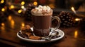 A glass of creamy hot chocolate, topped with a swirl of whipped cream Royalty Free Stock Photo