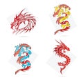 Glass creative elegance dragons symbols set Royalty Free Stock Photo