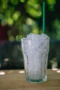 Glass of crushed ice with tube green Royalty Free Stock Photo