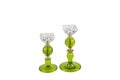 Glass crystal candles. Crystal candlesticks with olive oil. Light background