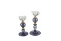 Glass crystal candles. Crystal candlesticks with olive oil. Light background