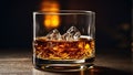 A glass of crystal clear whiskey with ice cubes. Royalty Free Stock Photo