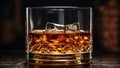 A glass of crystal clear whiskey with ice cubes. Royalty Free Stock Photo