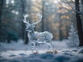 glass crystal deer in snow covered forest transparent christmas ornament decorative object