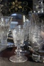 Glass crystal vintage goblets Royalty Free Stock Photo