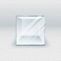 Glass cube isolated on transparent template. Crystal 3d glass box on exhibition. Showcase empty clear cube. Vector prism Royalty Free Stock Photo