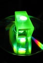 Glass cube in laser beam