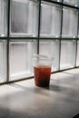 Glass cubes block wall for background.Modern architecture detail