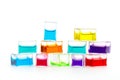 Glass cubes filled with colorful liquid Royalty Free Stock Photo