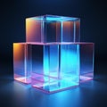 Glass cubes reflecting a vibrant spectrum of colors in the ambient light, AI-generated. Royalty Free Stock Photo