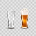 Glass cup with beer, ads soap beer attractive beer mockup in 3d template on transparent background stock illustration Royalty Free Stock Photo