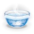 Glass cup of boiling water. Illustration.