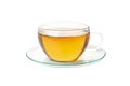 Glass cup chamomile tea isolated on white background Royalty Free Stock Photo