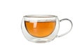 Glass cup chamomile tea isolated on white background Royalty Free Stock Photo