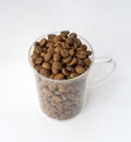 Glass cup of coffee beans Royalty Free Stock Photo