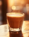 Glass cup of coffee with a touch of foam on top Royalty Free Stock Photo