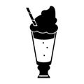 Glass cup drink cream glace straw fresh pictogram