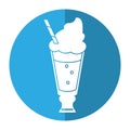 Glass cup drink cream glace straw fresh - round icon