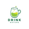 Glass cup with drink green nature logo