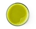 Glass cup of green tea matcha isolated on white background, Top view with clipping path Royalty Free Stock Photo