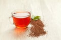 Glass cup of healthy natural herbal rooibos tea on Royalty Free Stock Photo