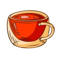 Glass cup with hibiscus tea. Colorful vector illustration