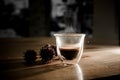 Glass cup of hot coffee with steam from it Royalty Free Stock Photo