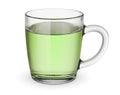 Glass cup of hot green tea isolated on white Royalty Free Stock Photo