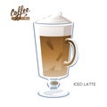 Glass cup iced coffee latte macchiato vector illustration Royalty Free Stock Photo