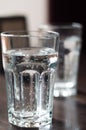 Glass cup with mineral water on the table