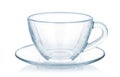 Glass cup and saucer isolated on white Royalty Free Stock Photo