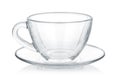 Glass cup and saucer isolated on white Royalty Free Stock Photo