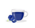 Glass cup of sweet butterfly pea tea or blue pea Royalty Free Stock Photo