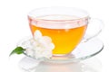 Glass cup of tea with jasmine