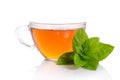 Glass cup of Tea with mint leaves Royalty Free Stock Photo