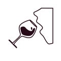 Glass cup with wine taster block line style icon