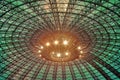 Modern green glass cupola with lights and metal structure Royalty Free Stock Photo