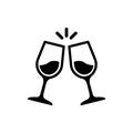 Glass cups cheers icons. Wine on isolated white background. EPS 10 vector