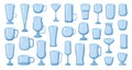 Glass cups for drinks and cocktails, glassware Royalty Free Stock Photo