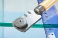 Glass cutter and ruler Royalty Free Stock Photo