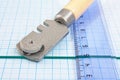 Glass cutter and ruler Royalty Free Stock Photo