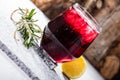 Glass with dark currant or cherry drink Royalty Free Stock Photo