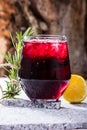 Glass with dark currant or cherry drink Royalty Free Stock Photo