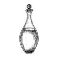Glass Decanter. Hand drawn vector illustration of transparent Carafe on isolated background for essential or olive Oil