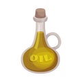 Glass Decanter of Olive Oil with Wooden Bottle Cap Vector Item Royalty Free Stock Photo