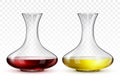 Glass decanter with red wine and decanter with white wine, on transparent background Royalty Free Stock Photo