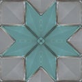 Glass decor tile with grooved surface. Geometric pattern. Rhombs and squares.