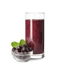 Glass with delicious acai smoothie