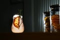 Glass of delicious cocktail with vodka on counter. Space for text Royalty Free Stock Photo