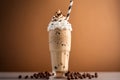 glass delicious frappe with whipped cream and chocolate syrup Generative AI Royalty Free Stock Photo